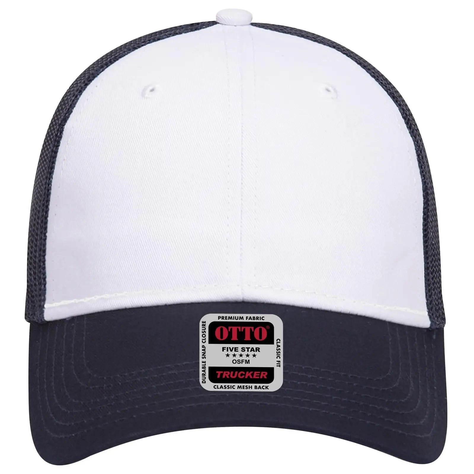 OTTO 83-473 6 Panel Low Profile Mesh Back Trucker Cap - Nvy/Wht/Nvy