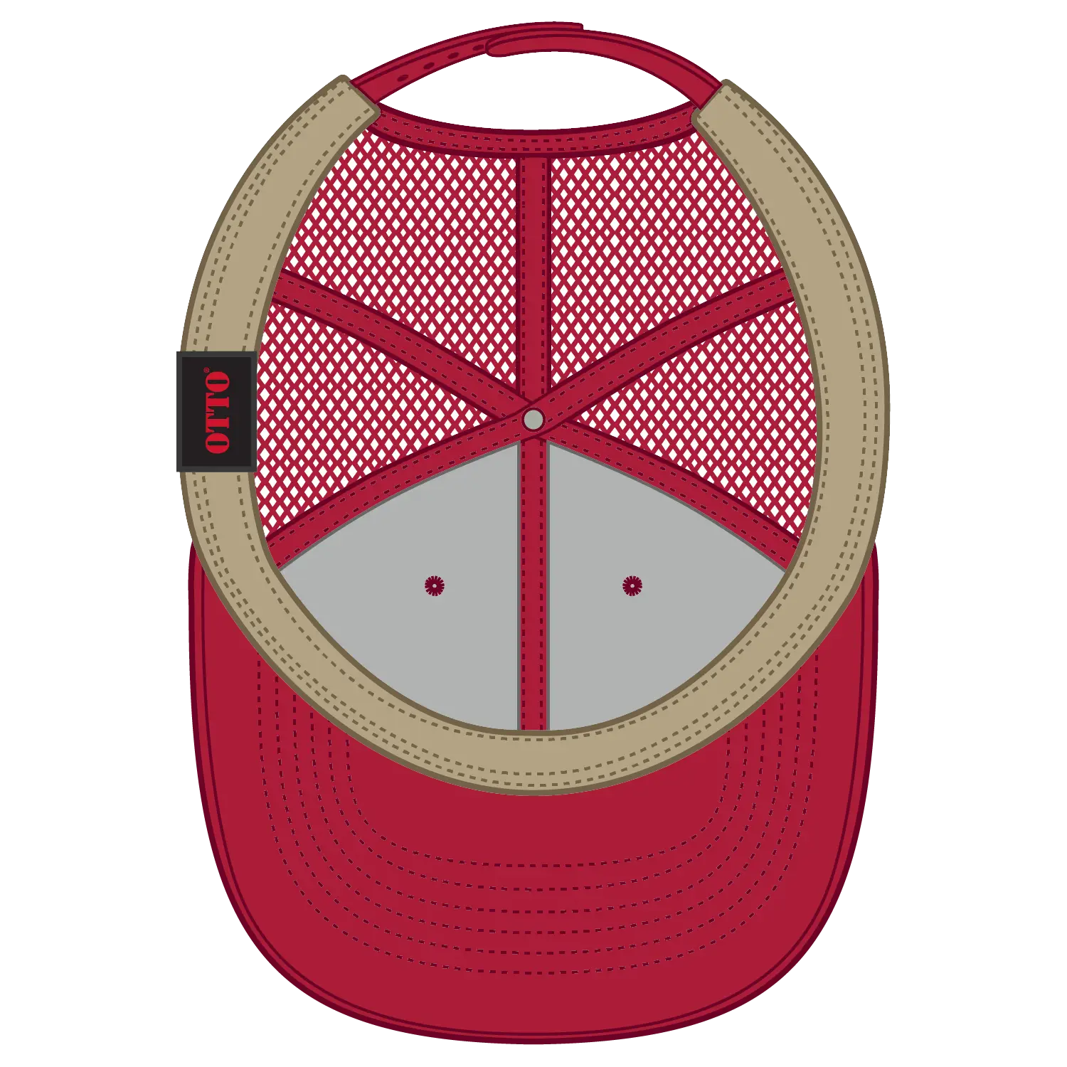 OTTO 83-473 6 Panel Low Profile Mesh Back Trucker Cap - Red