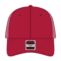 OTTO 83-473 6 Panel Low Profile Mesh Back Trucker Cap - Red - Red / 6 1/2’’ - 7 5/8’’