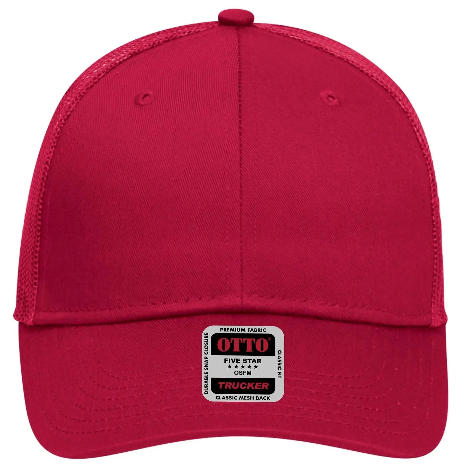 OTTO 83-473 6 Panel Low Profile Mesh Back Trucker Cap - Red