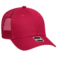 OTTO 83-473 6 Panel Low Profile Mesh Back Trucker Cap - Red