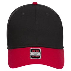 OTTO 83-473 6 Panel Low Profile Mesh Back Trucker Cap - Red/Blk - Red/Blk / 6 1/2’’ - 7 5/8’’