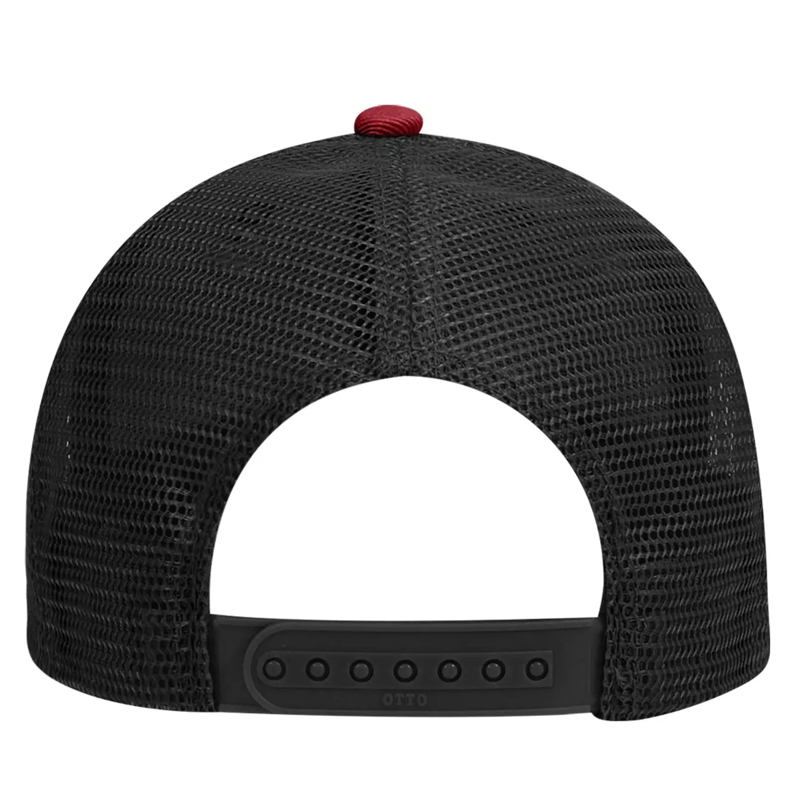 OTTO 83-473 6 Panel Low Profile Mesh Back Trucker Cap - Red/Blk - Red/Blk / 6 1/2’’ - 7 5/8’’