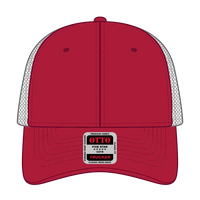 OTTO 83-473 6 Panel Low Profile Mesh Back Trucker Cap - Red/Blk - Red/Blk / 6 1/2’’ - 7 5/8’’