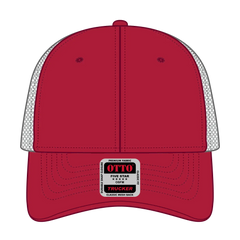 OTTO 83-473 6 Panel Low Profile Mesh Back Trucker Cap - Red/Blk - Red/Blk / 6 1/2’’ - 7 5/8’’
