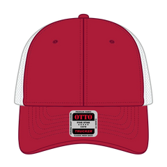OTTO 83-473 6 Panel Low Profile Mesh Back Trucker Cap - Red/Red/Wht - Red/Red/Wht / 6 1/2’’ - 7 5/8’’