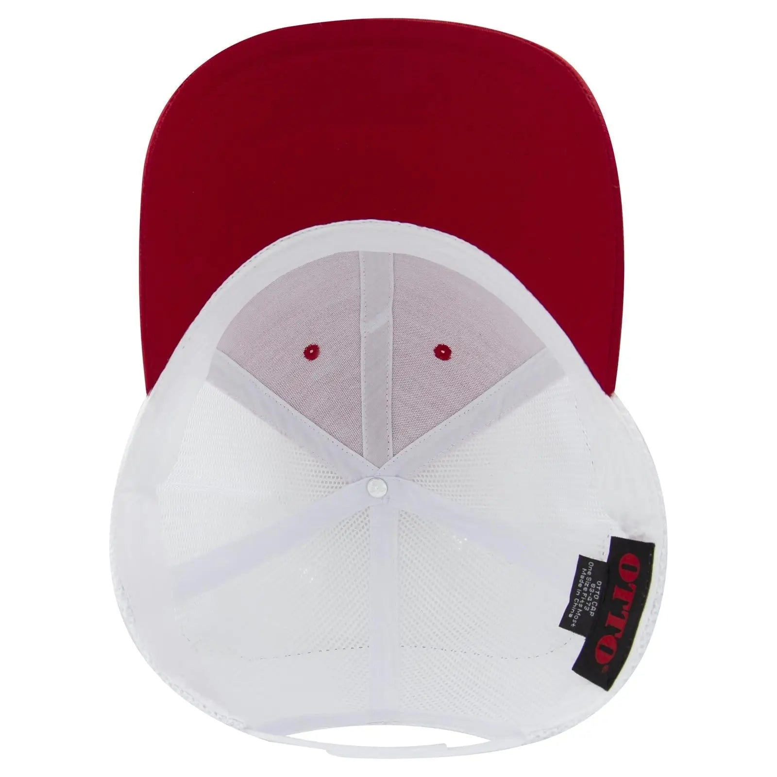 OTTO 83-473 6 Panel Low Profile Mesh Back Trucker Cap - Red/Red/Wht - Red/Red/Wht / 6 1/2’’ - 7 5/8’’