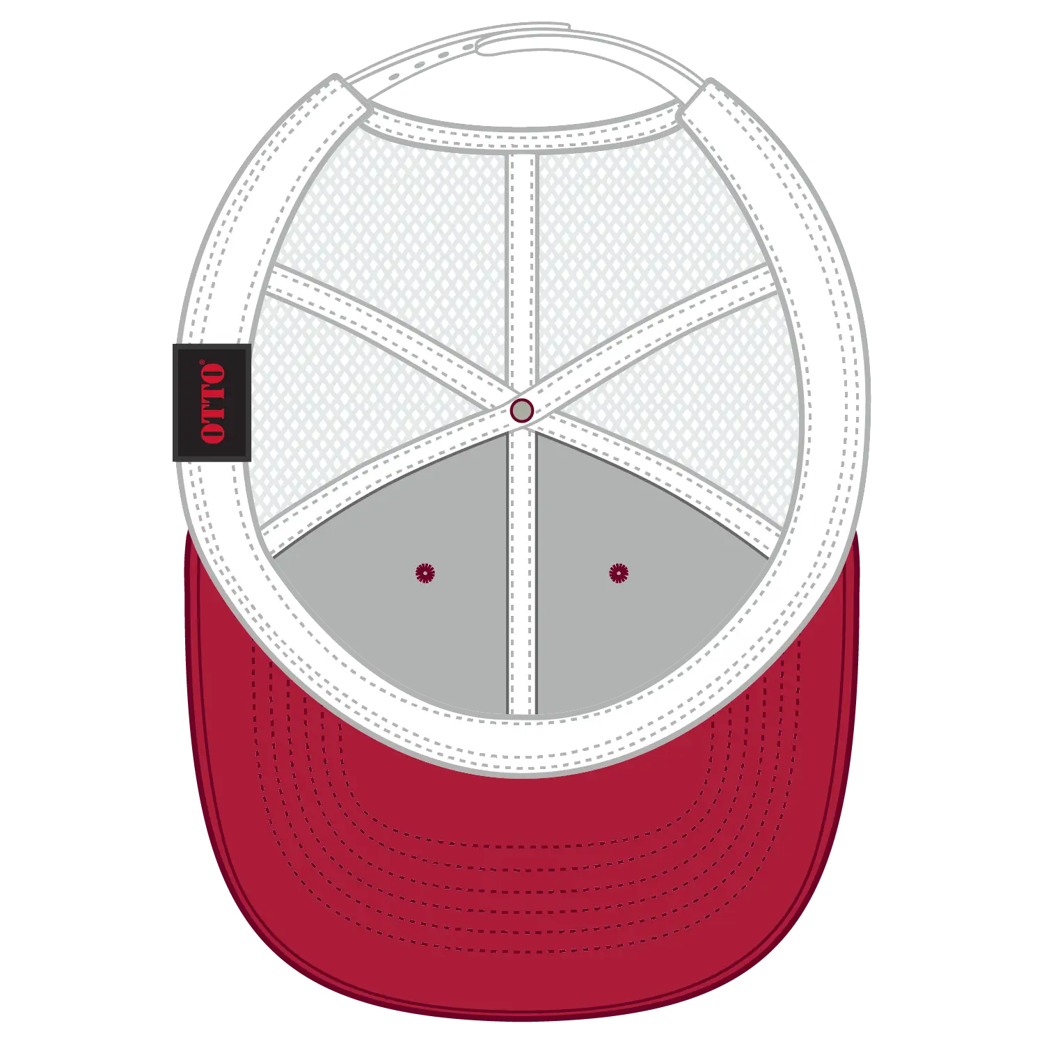 OTTO 83-473 6 Panel Low Profile Mesh Back Trucker Cap - Red/Red/Wht - Red/Red/Wht / 6 1/2’’ - 7 5/8’’