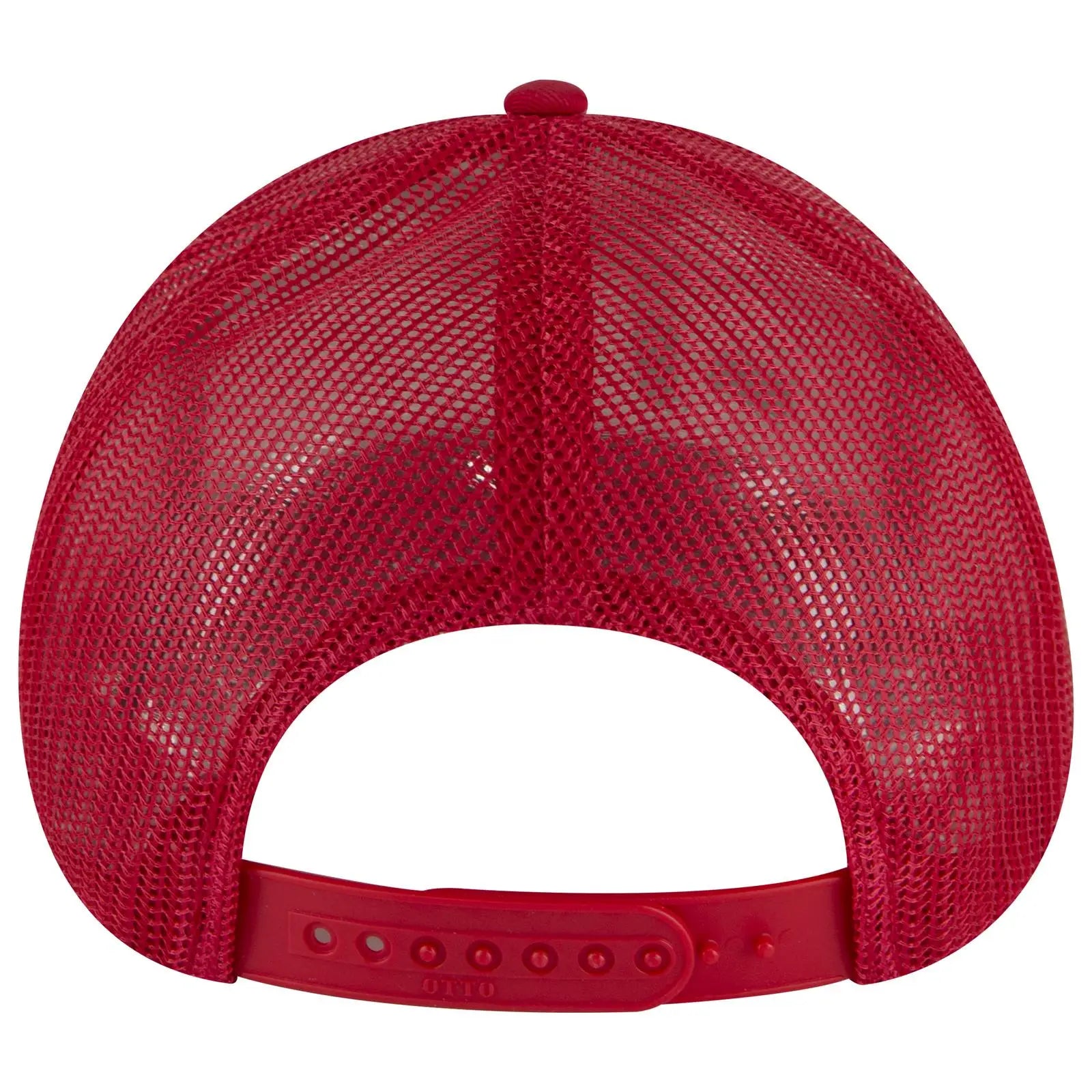 OTTO 83-473 6 Panel Low Profile Mesh Back Trucker Cap - Red/Wht/Red