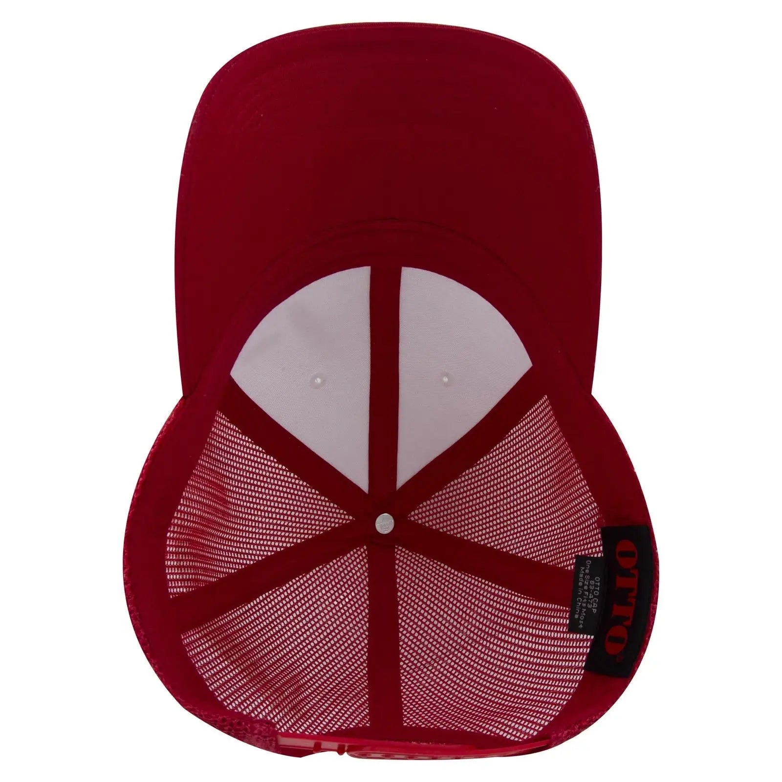OTTO 83-473 6 Panel Low Profile Mesh Back Trucker Cap - Red/Wht/Red