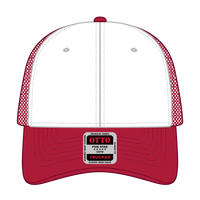 OTTO 83-473 6 Panel Low Profile Mesh Back Trucker Cap - Red/Wht/Red - Red/Wht/Red / 6 1/2’’ - 7 5/8’’