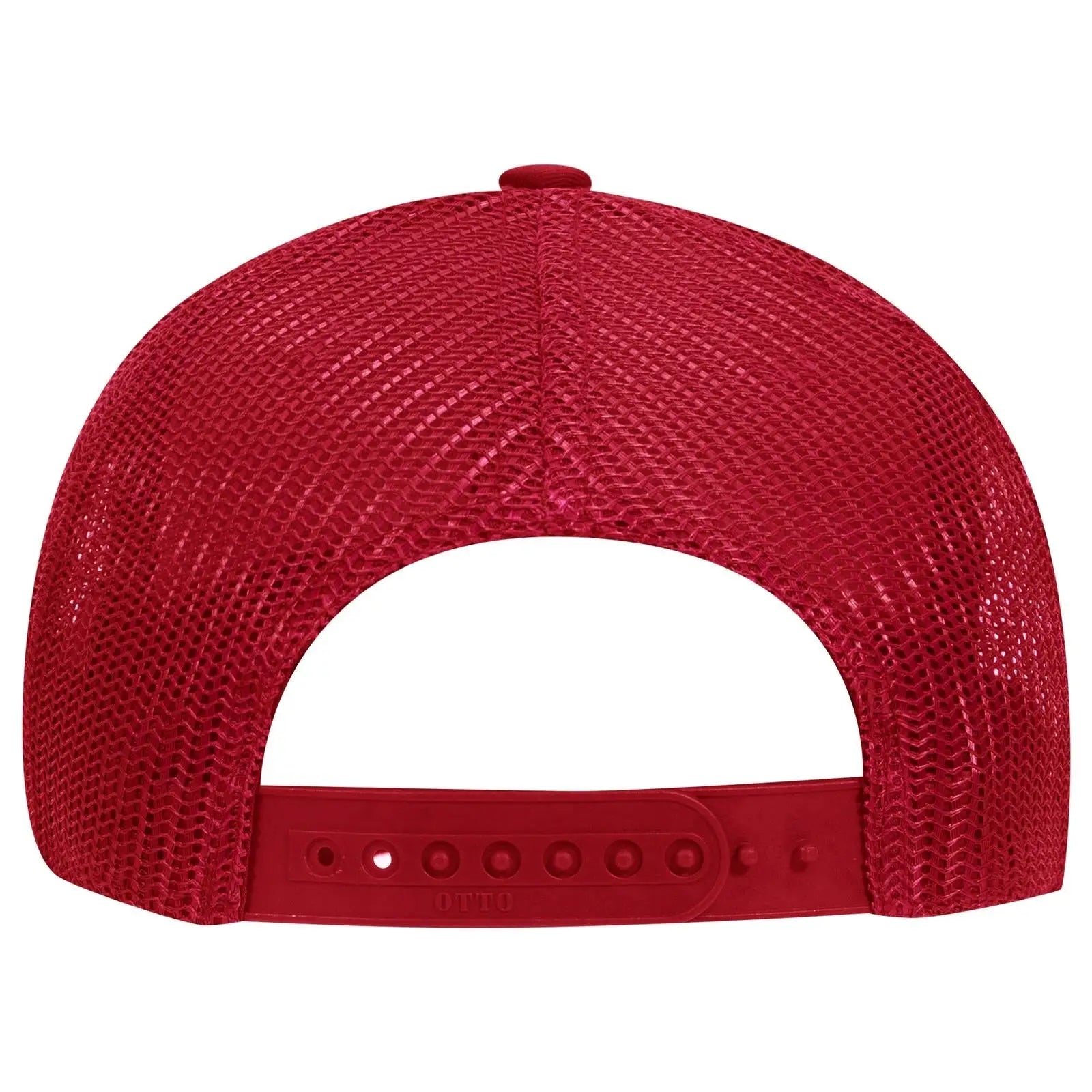 OTTO 83-473 6 Panel Low Profile Mesh Back Trucker Cap - Red/Wht/Red