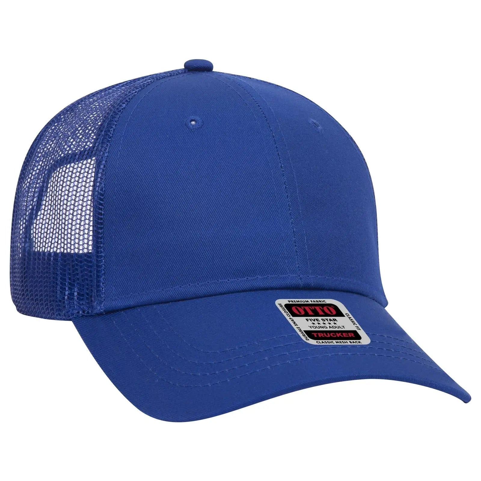 OTTO 83-473 6 Panel Low Profile Mesh Back Trucker Cap - Royal