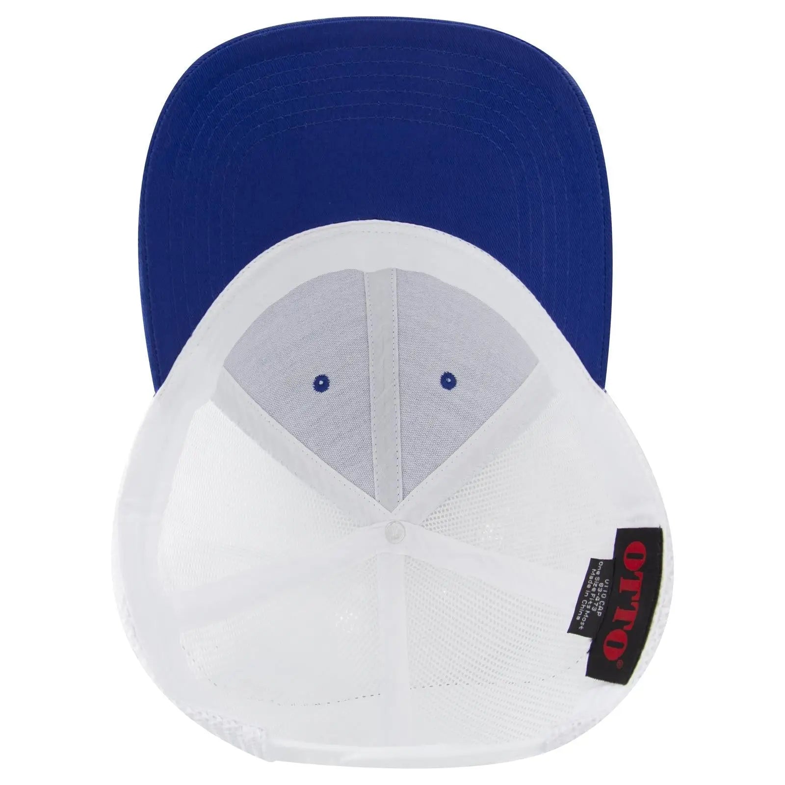 OTTO 83-473 6 Panel Low Profile Mesh Back Trucker Cap - Ryl/Ryl/Wht - Ryl/Ryl/Wht / 6 1/2’’ - 7 5/8’’