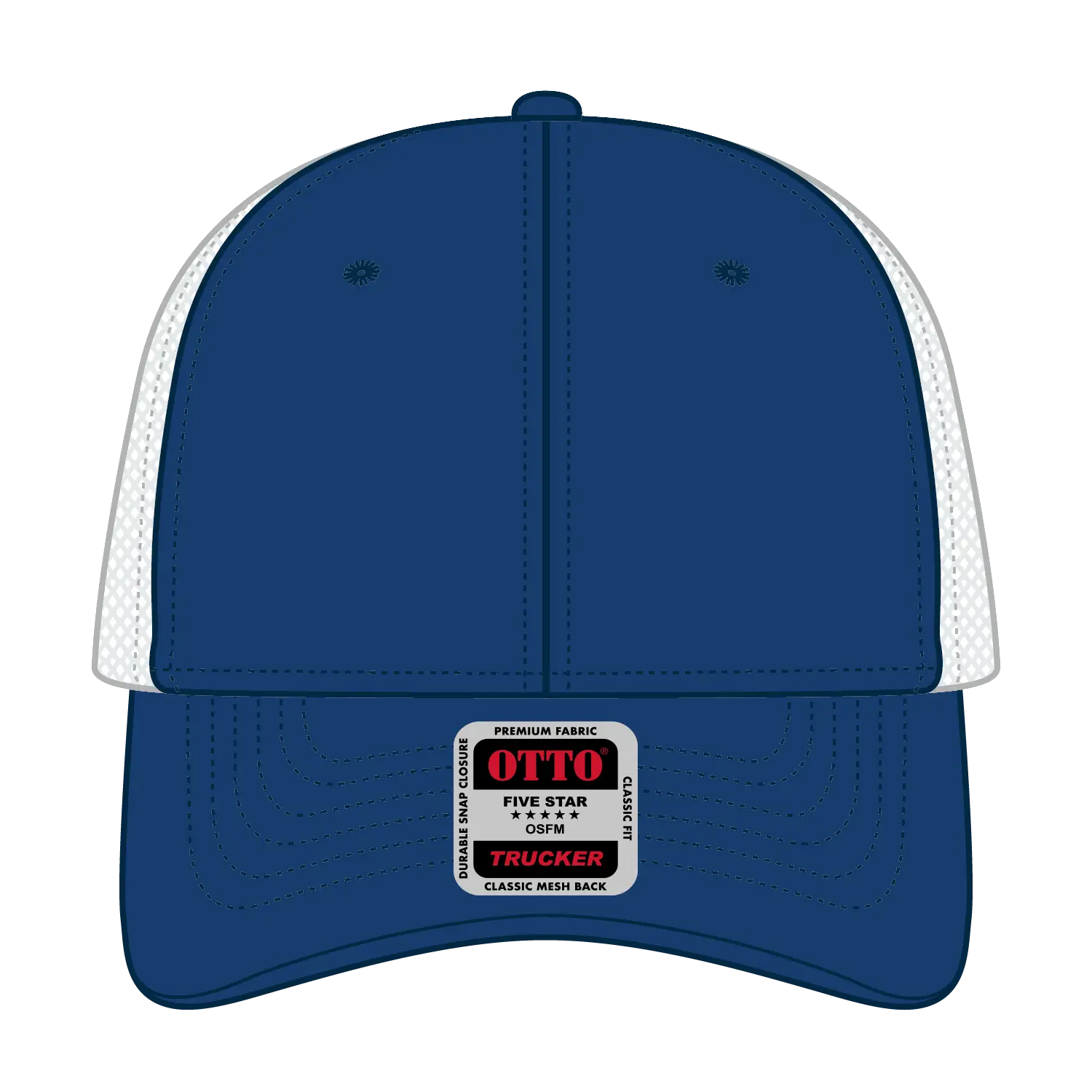 OTTO 83-473 6 Panel Low Profile Mesh Back Trucker Cap - Ryl/Ryl/Wht - Ryl/Ryl/Wht / 6 1/2’’ - 7 5/8’’