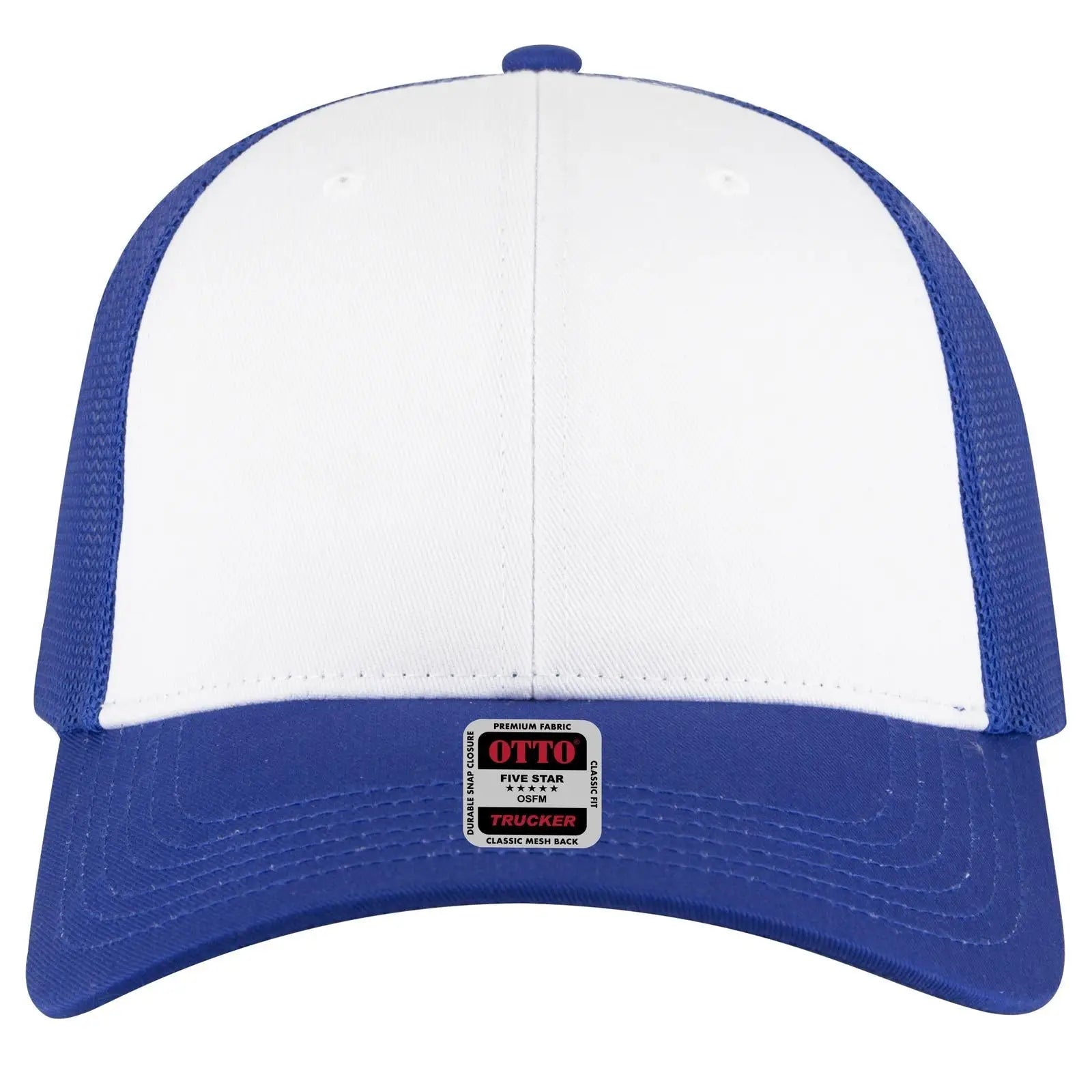 OTTO 83-473 6 Panel Low Profile Mesh Back Trucker Cap - Ryl/Wht/Ryl