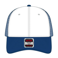 OTTO 83-473 6 Panel Low Profile Mesh Back Trucker Cap - Ryl/Wht/Ryl - Ryl/Wht/Ryl / 6 1/2’’ - 7 5/8’’