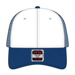 OTTO 83-473 6 Panel Low Profile Mesh Back Trucker Cap - Ryl/Wht/Ryl - Ryl/Wht/Ryl / 6 1/2’’ - 7 5/8’’
