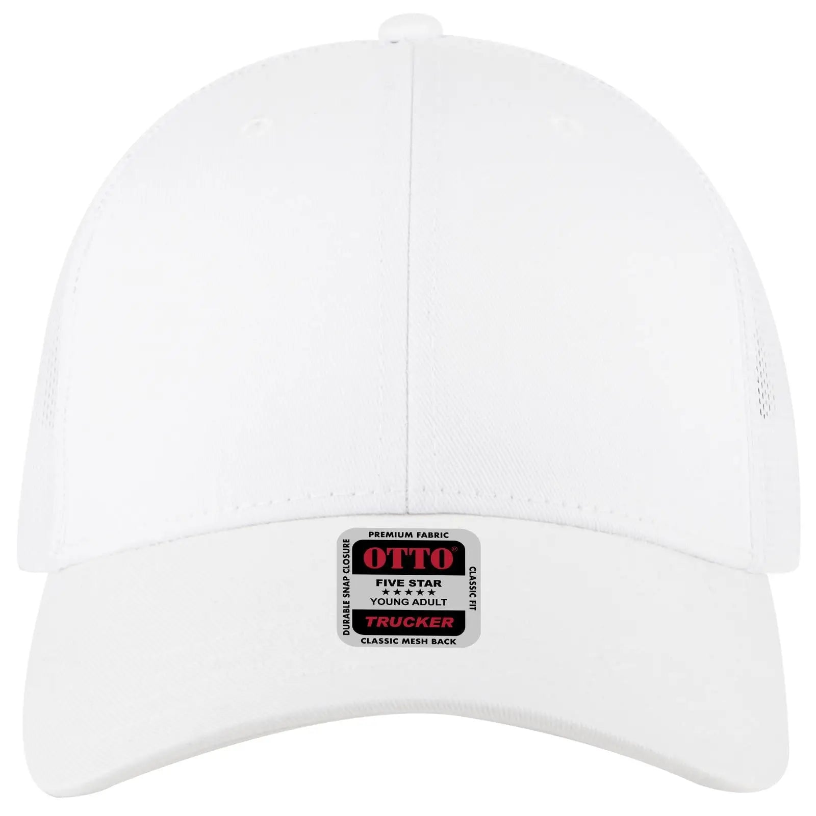 OTTO 83-473 6 Panel Low Profile Mesh Back Trucker Cap - White