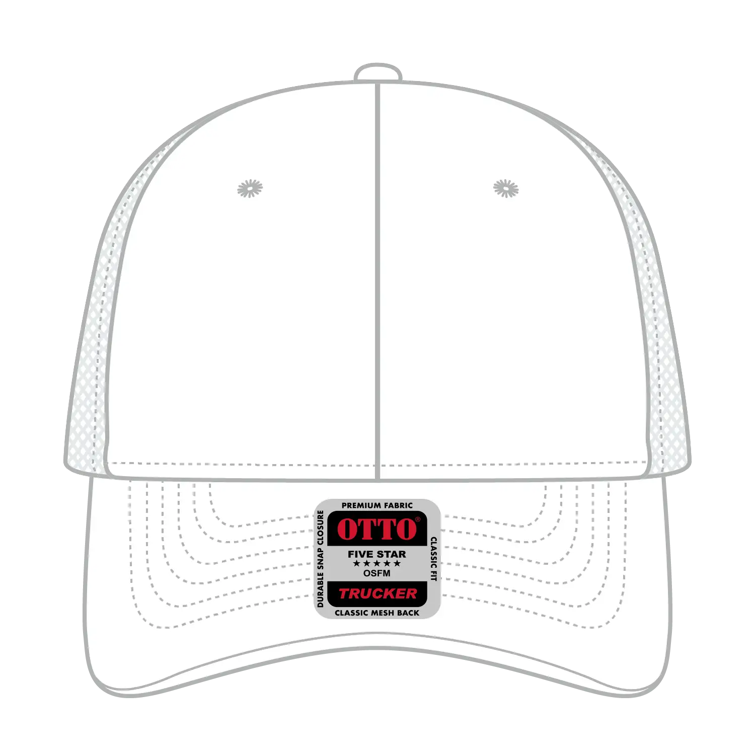 OTTO 83-473 6 Panel Low Profile Mesh Back Trucker Cap - White - White / 6 1/2’’ - 7 5/8’’