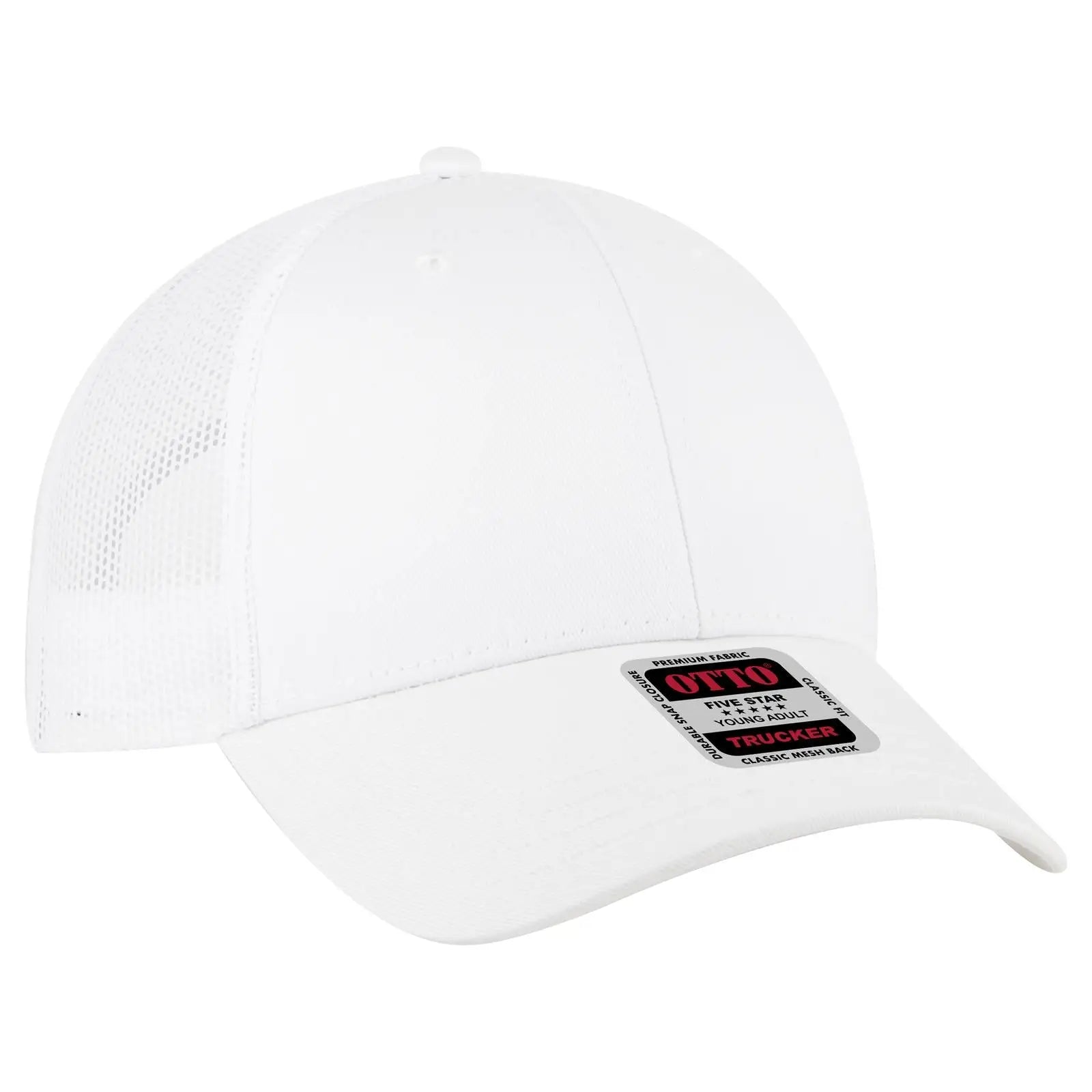 OTTO 83-473 6 Panel Low Profile Mesh Back Trucker Cap - White