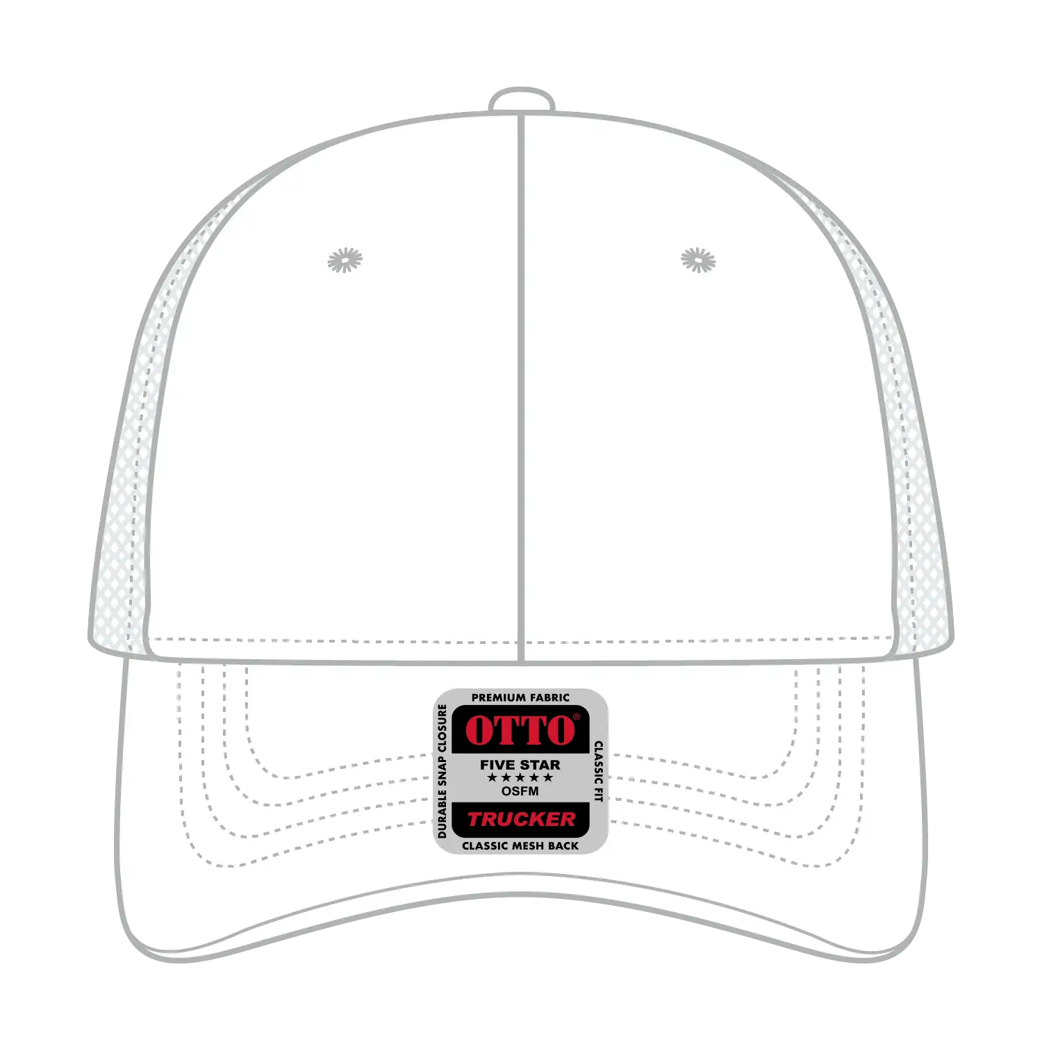 OTTO 83-473 6 Panel Low Profile Mesh Back Trucker Cap - White - White / 6’’ - 7 1/8’’
