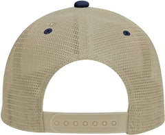 OTTO 83-473 Cotton Twill Low Profile Pro Style Mesh Back Cap with 6 Embroidered Eyelets - Navy Navy Khaki - Navy Khaki