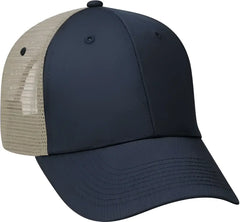 OTTO 83-473 Cotton Twill Low Profile Pro Style Mesh Back Cap with 6 Embroidered Eyelets - Navy Navy Khaki - Navy Khaki