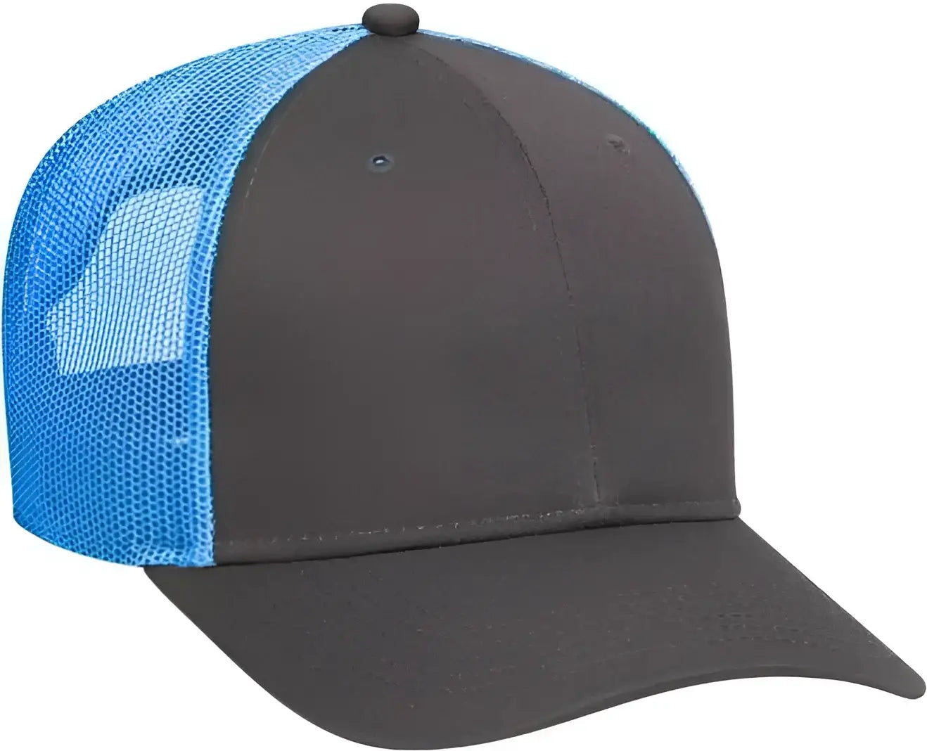 OTTO 83-473 Cotton Twill Low Profile Pro Style Mesh Back Cap with 6 Embroidered Eyelets - Charcoal Charcoal Neon Blue
