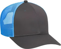 OTTO 83-473 Cotton Twill Low Profile Pro Style Mesh Back Cap with 6 Embroidered Eyelets - Charcoal Charcoal Neon Blue