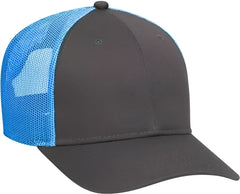 OTTO 83-473 Cotton Twill Low Profile Pro Style Mesh Back Cap with 6 Embroidered Eyelets - Charcoal Charcoal Neon Blue
