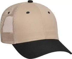 OTTO 83-473 Cotton Twill Low Profile Pro Style Mesh Back Cap with 6 Embroidered Eyelets - Black Khaki - Black Khaki