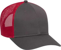 OTTO 83-473 Cotton Twill Low Profile Pro Style Mesh Back Cap with 6 Embroidered Eyelets - Charcoal Charcoal Red - Dark