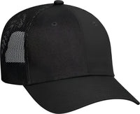 OTTO 83-473 Cotton Twill Low Profile Pro Style Mesh Back Cap with 6 Embroidered Eyelets - Black - Black / One Size Fits