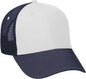 OTTO 83-473 Cotton Twill Low Profile Pro Style Mesh Back Cap with 6 Embroidered Eyelets - Navy White Navy - Navy White