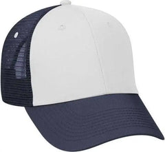 OTTO 83-473 Cotton Twill Low Profile Pro Style Mesh Back Cap with 6 Embroidered Eyelets - Navy White Navy - Navy White