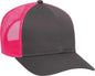 OTTO 83-473 Cotton Twill Low Profile Pro Style Mesh Back Cap with 6 Embroidered Eyelets - Charcoal Charcoal Neon Pnk