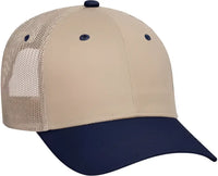 OTTO 83-473 Cotton Twill Low Profile Pro Style Mesh Back Cap with 6 Embroidered Eyelets - Navy Khaki - Navy Khaki
