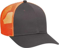 OTTO 83-473 Cotton Twill Low Profile Pro Style Mesh Back Cap with 6 Embroidered Eyelets - Charcoal Charcoal Neon Orange