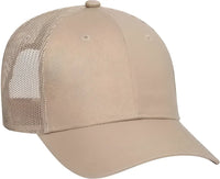 OTTO 83-473 Cotton Twill Low Profile Pro Style Mesh Back Cap with 6 Embroidered Eyelets - Khaki - Khaki / One Size Fits