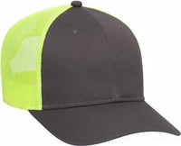 OTTO 83 473 Cotton Twill Low Profile Pro Style Mesh Back Cap with 6 Embroidered Eyelets Charcoal Charcoal Neon Yellow