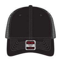 OTTO 83-509 6 Panel Low Profile Mesh Back Trucker Cap - Blk/Wht - Blk/Wht / 6 1/2’’ - 7 5/8’’