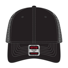 OTTO 83-509 6 Panel Low Profile Mesh Back Trucker Cap - Blk/Wht - Blk/Wht / 6 1/2’’ - 7 5/8’’