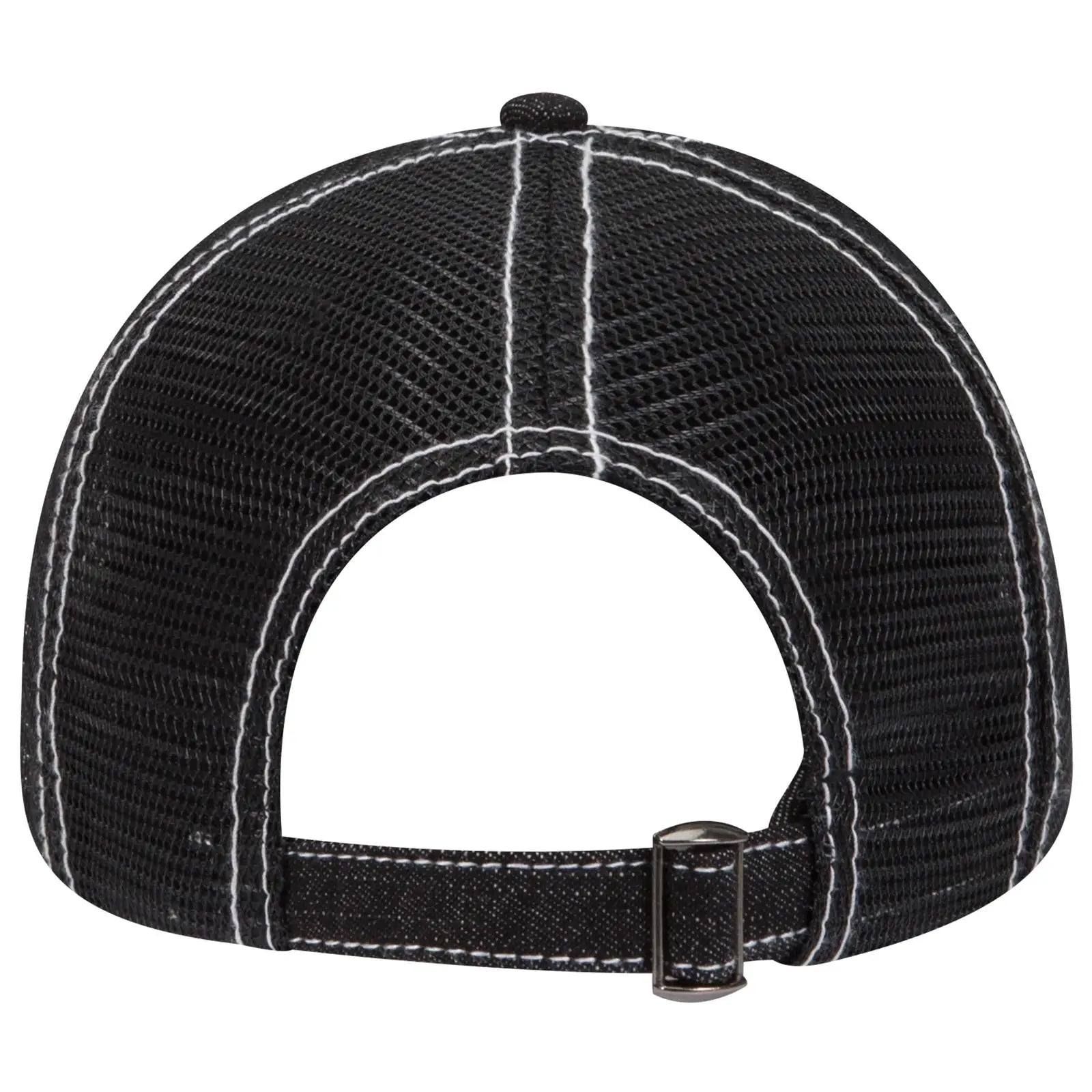 OTTO 83-509 6 Panel Low Profile Mesh Back Trucker Cap - Blk/Wht - Blk/Wht / 6 1/2’’ - 7 5/8’’