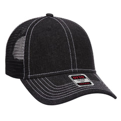 OTTO 83-509 6 Panel Low Profile Mesh Back Trucker Cap - Blk/Wht - Blk/Wht / 6 1/2’’ - 7 5/8’’