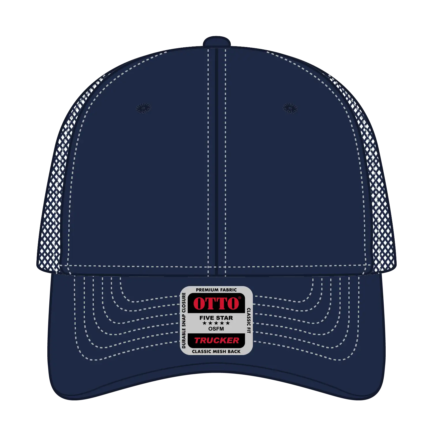 OTTO 83-509 6 Panel Low Profile Mesh Back Trucker Cap - Nvy/Wt - Nvy/Wt / 6 1/2’’ - 7 5/8’’