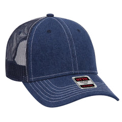 OTTO 83-509 6 Panel Low Profile Mesh Back Trucker Cap - Nvy/Wt - Nvy/Wt / 6 1/2’’ - 7 5/8’’