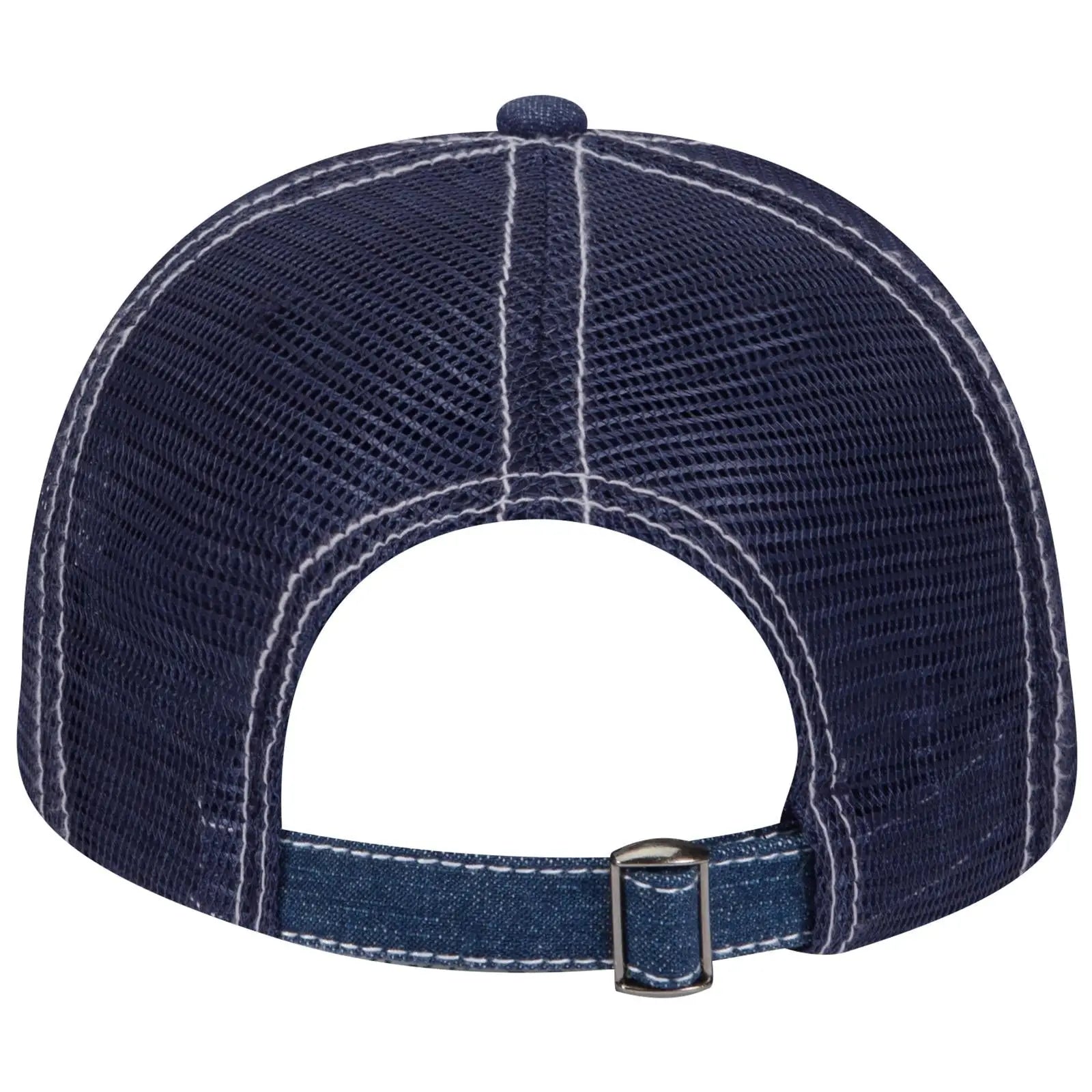 OTTO 83-509 6 Panel Low Profile Mesh Back Trucker Cap - Nvy/Wt - Nvy/Wt / 6 1/2’’ - 7 5/8’’