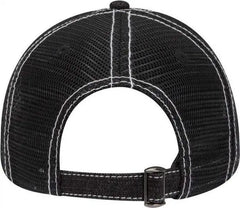 OTTO 83-509 Washed Denim Low Profile Pro Style Mesh Back Cap - Black White - Black White / One Size Fits Most