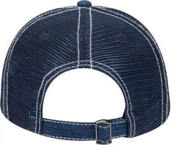 OTTO 83-509 Washed Denim Low Profile Pro Style Mesh Back Cap - Navy White - Navy White / One Size Fits Most